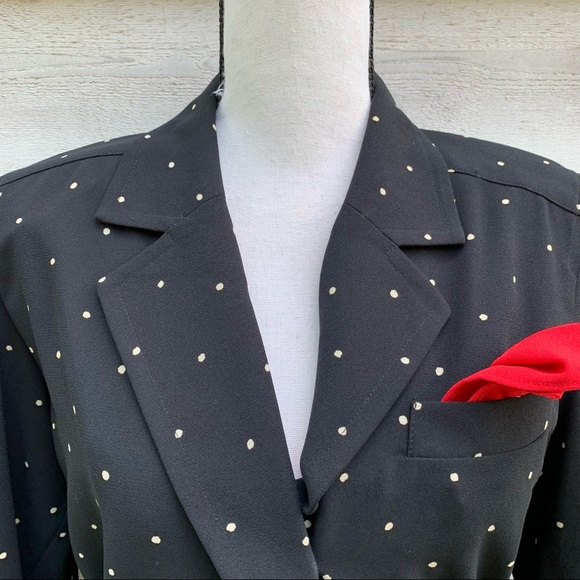 Vintage 80s Polka Dot Print Button Front Long Sleeve Collared Midi Wrap Dress - Picture 6 of 16